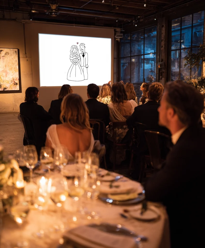 Mariage diffusion d'un drawmylife : animation originale pour une surprise des témoins